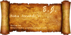 Baka Jonatán névjegykártya